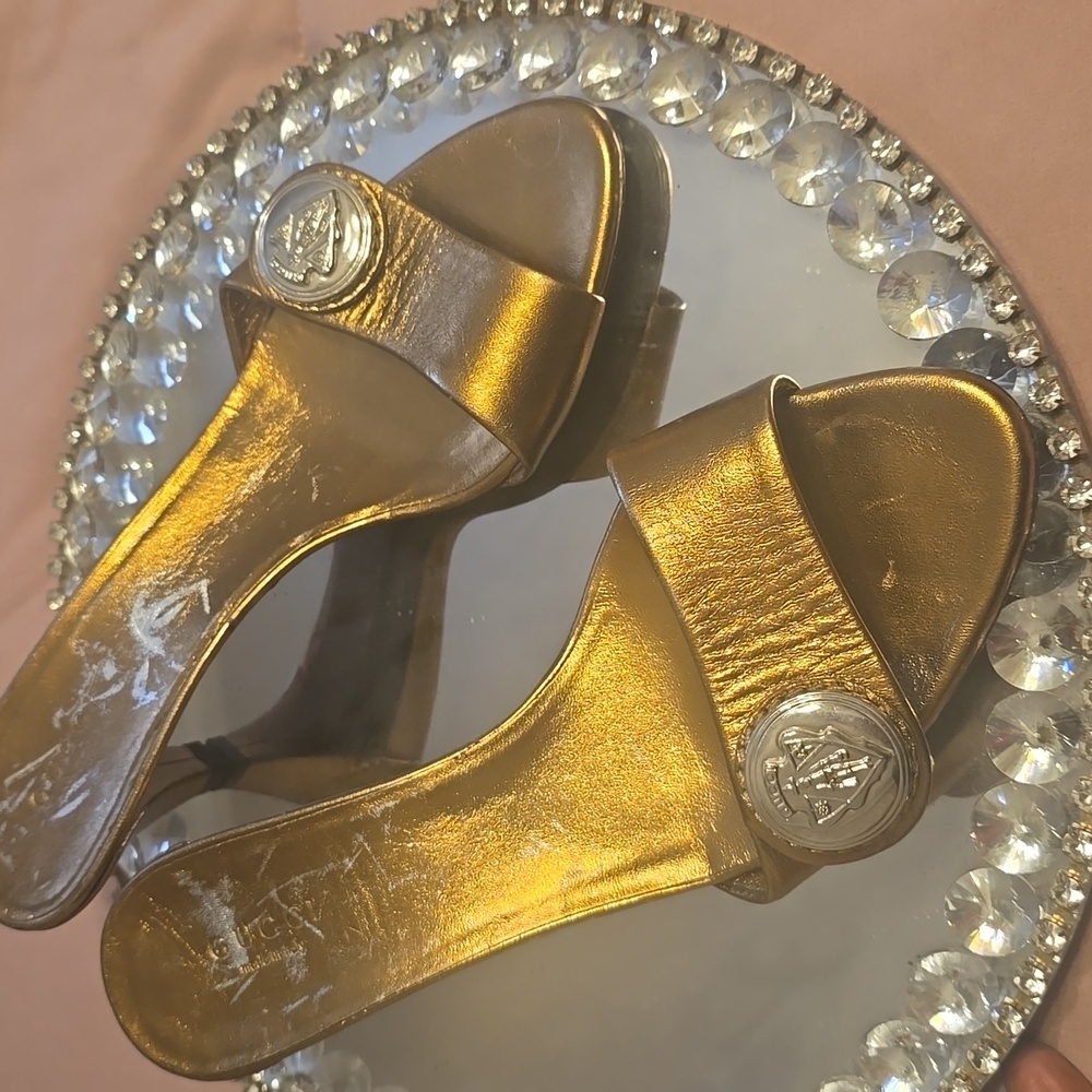 Gold GUCCI Slide Sandals - Picture 7 of 8